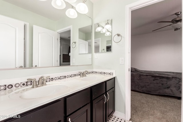 20709 W Delaney Dr, Buckeye, AZ 85396 - full bathroom with a ceiling fan, double vanity, and ensuite bathroom