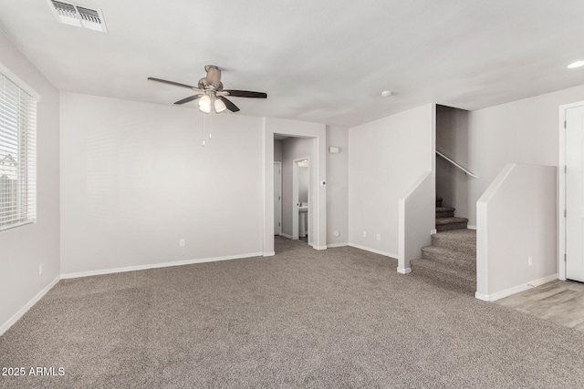 810 E Agua Fria Ln, Avondale, AZ 85323 - unfurnished living room with ceiling fan, visible vents, and carpet