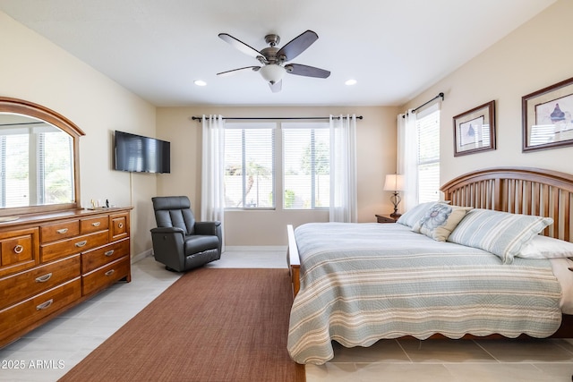 bedroom featuring ceiling fan