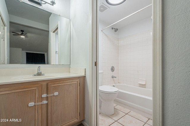 2301 E University Dr Unit 339, Mesa, AZ 85213 - bathroom with tile patterned floors, vanity, shower / washtub combination, toilet, and a ceiling fan