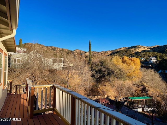 deck with a mountain view