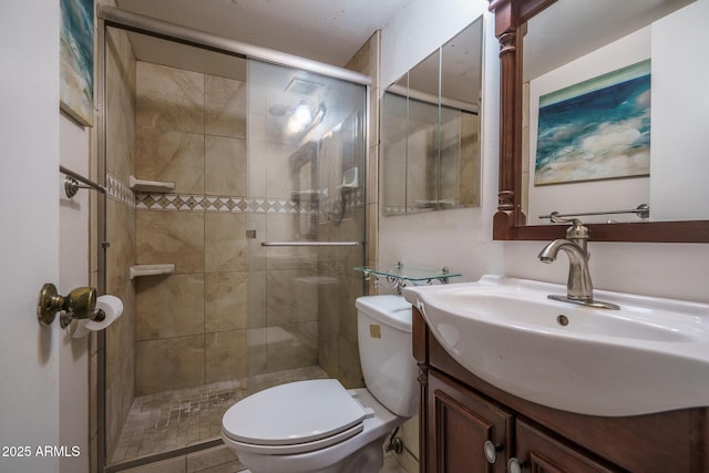 5813 N 39th Ave, Phoenix, AZ 85019 - bathroom featuring vanity, toilet, and a shower stall