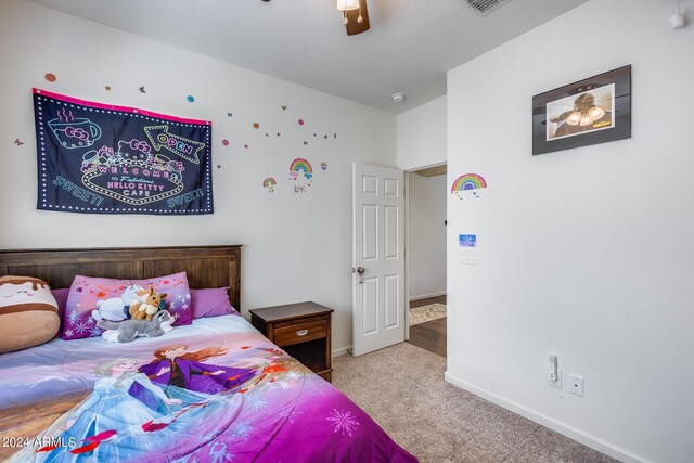 4218 W Palace Station Rd, New River, AZ 85087 - bedroom featuring carpet floors, baseboards, and a ceiling fan