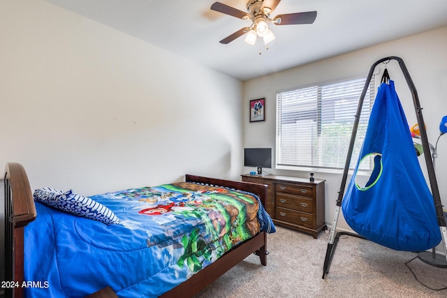 4218 W Palace Station Rd, New River, AZ 85087 - bedroom featuring light carpet and a ceiling fan