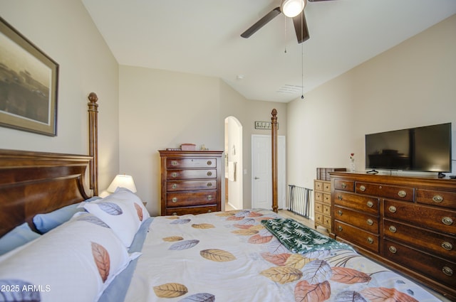 25659 W Forest Grove Ave, Buckeye, AZ 85326 - bedroom featuring arched walkways and a ceiling fan