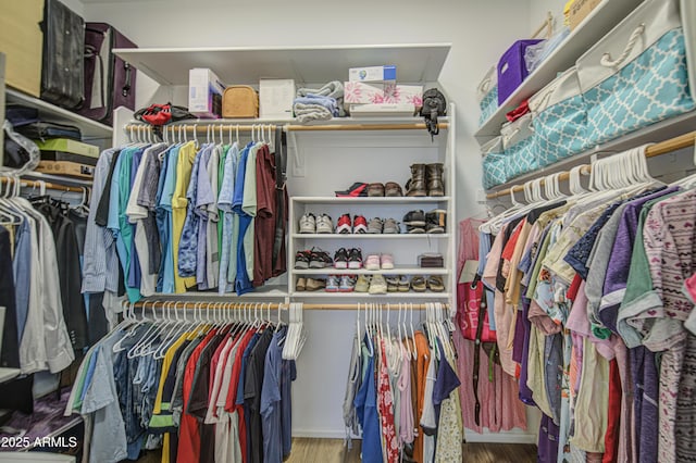 25659 W Forest Grove Ave, Buckeye, AZ 85326 - walk in closet featuring wood finished floors