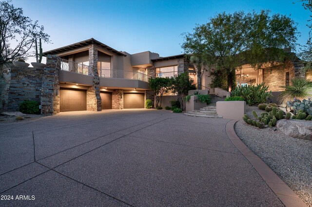 view of front of house with a garage