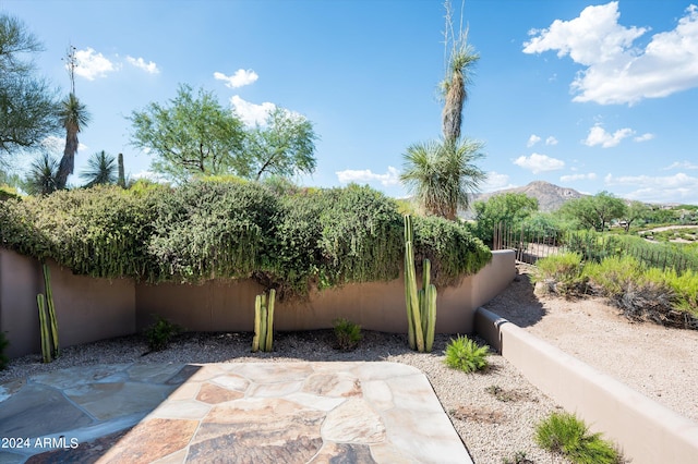 view of patio featuring a mountain view