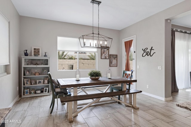 dining room with an inviting chandelier