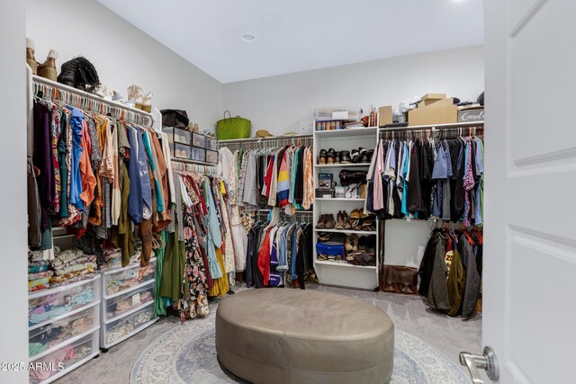 walk in closet featuring carpet