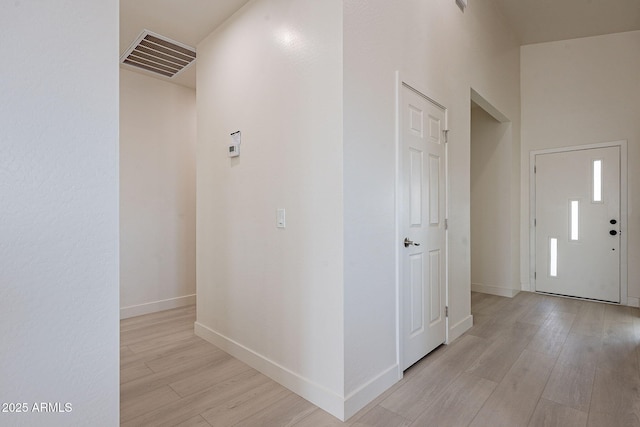 hall featuring light wood-type flooring