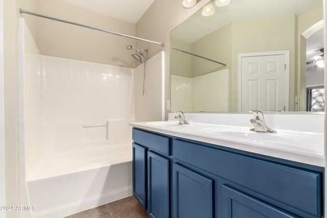 bathroom featuring tile patterned floors, vanity, and  shower combination