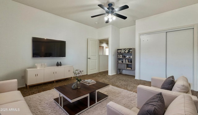 22507 N 31st Ave # 11, Phoenix, AZ 85027 - living area featuring carpet floors, ceiling fan, and baseboards