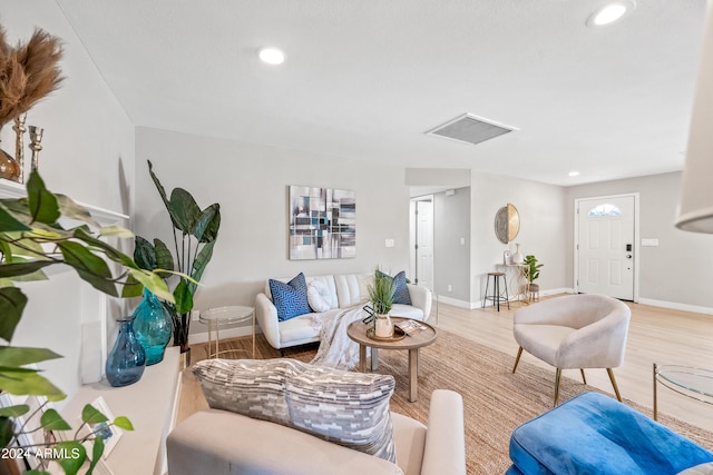 living room featuring light hardwood / wood-style flooring