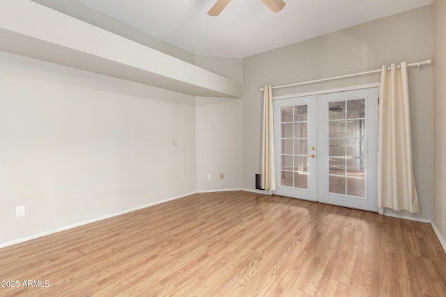 4135 E Altadena Ave, Phoenix, AZ 85028 - spare room with french doors, light wood-style flooring, and a ceiling fan