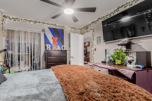 14001 N 34th Dr, Phoenix, AZ 85053 - bedroom with a textured ceiling and a ceiling fan