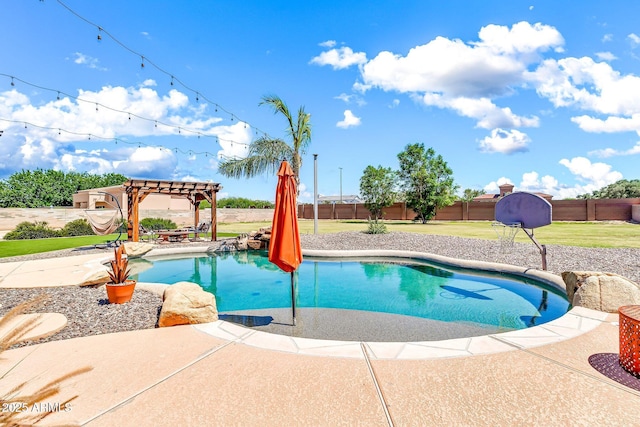 2699 E Claxton Rd, Gilbert, AZ 85297 - view of pool with a pergola, a fenced backyard, and a patio area