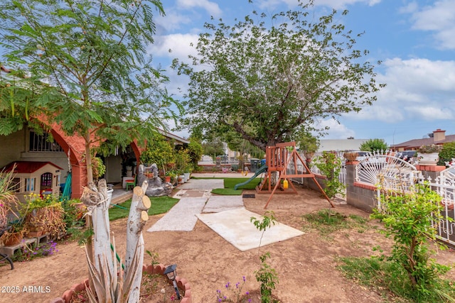 view of yard featuring a playground
