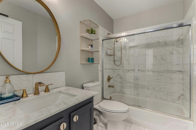 7936 E Wilshire Dr Unit 205, Scottsdale, AZ 85257 - full bath with toilet, tasteful backsplash, enclosed tub / shower combo, and vanity