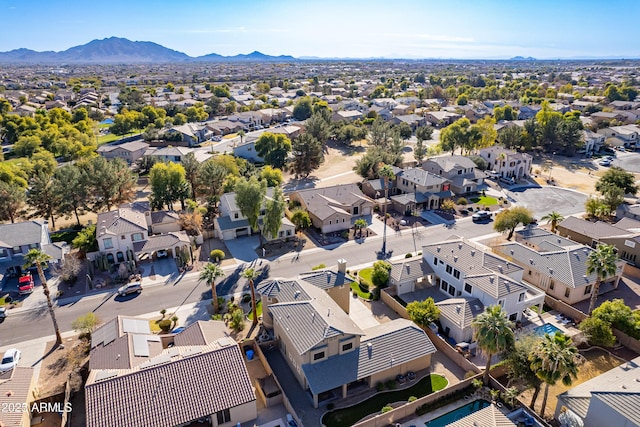 drone / aerial view with a mountain view