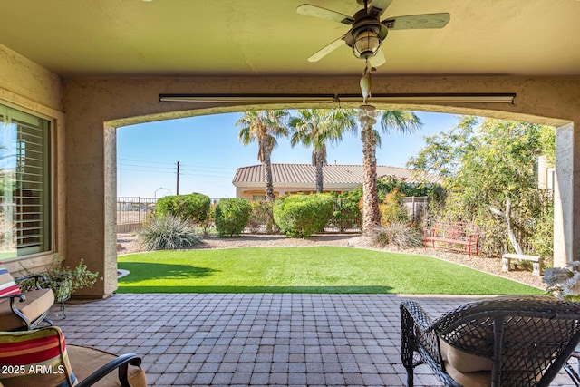 view of patio / terrace with ceiling fan