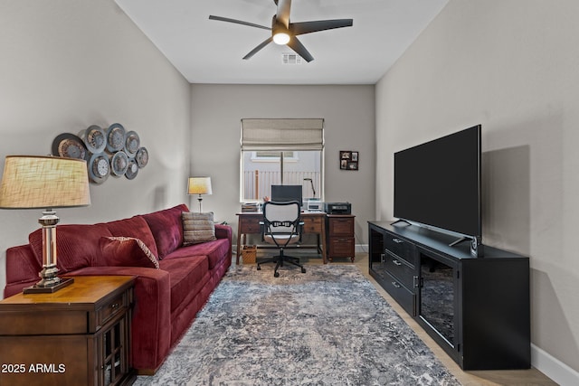 office area featuring ceiling fan