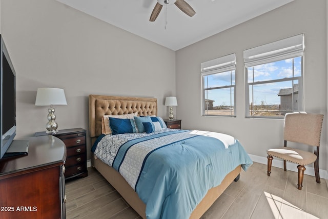 bedroom featuring ceiling fan