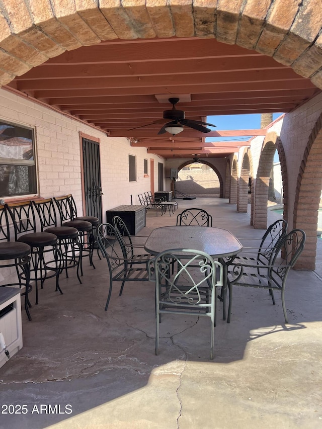 view of patio / terrace with ceiling fan