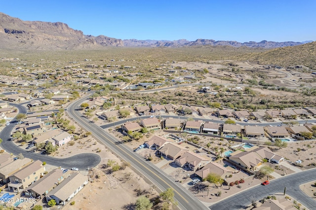 bird's eye view with a mountain view