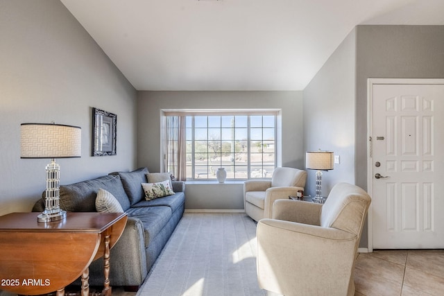 living room with vaulted ceiling