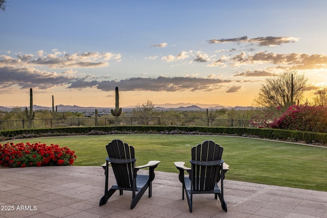 9451 E Happy Valley Rd, Scottsdale, AZ 85255 - view of patio featuring fence and a mountain view