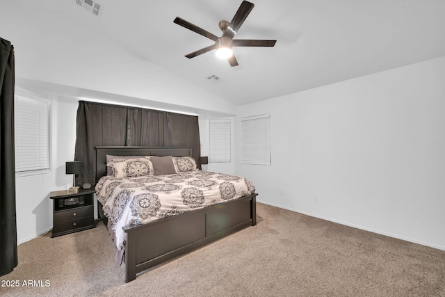 16887 W Belleview St, Goodyear, AZ 85338 - bedroom with vaulted ceiling, carpet floors, baseboards, and ceiling fan