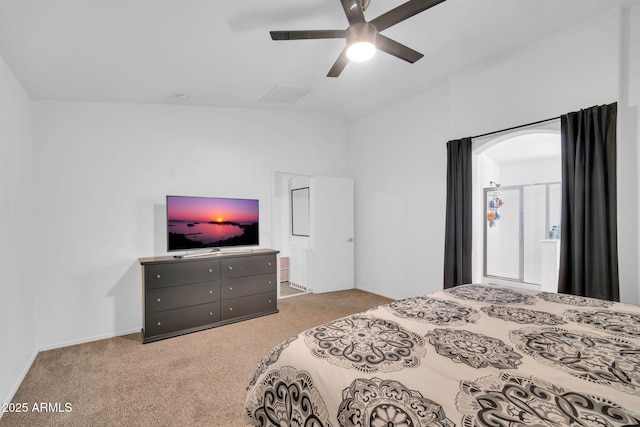16887 W Belleview St, Goodyear, AZ 85338 - bedroom with carpet flooring, lofted ceiling, ceiling fan, and baseboards