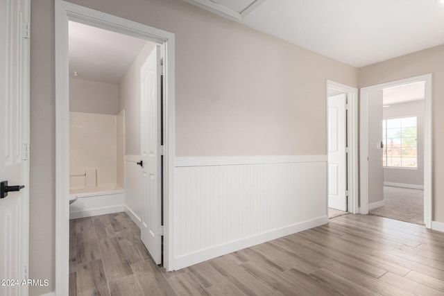 hall featuring light wood-type flooring