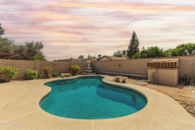 view of pool featuring a fenced backyard and a patio area