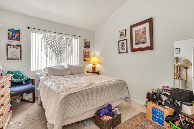 871 N Granada Dr, Chandler, AZ 85226 - carpeted bedroom with baseboards and lofted ceiling