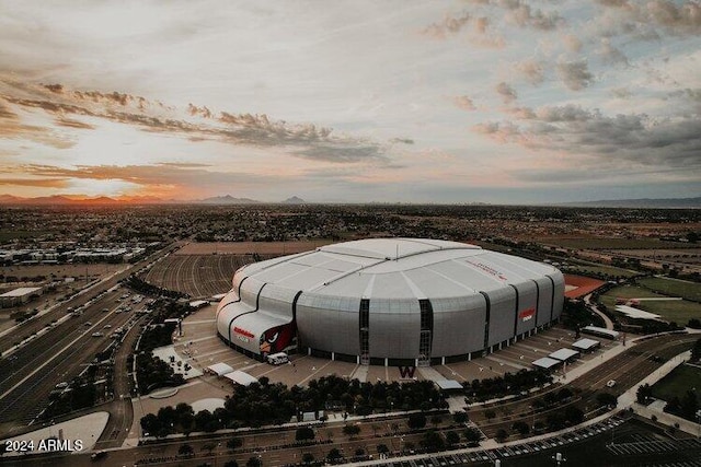 view of aerial view at dusk