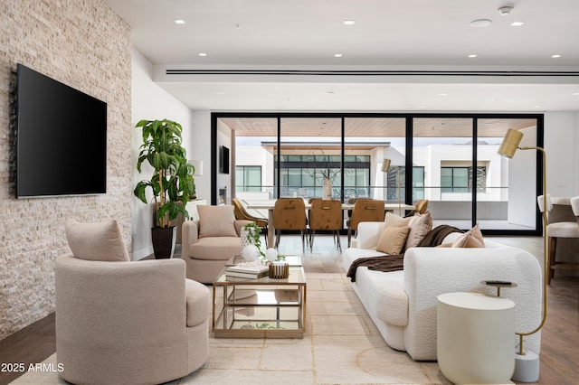 living room featuring light hardwood / wood-style floors