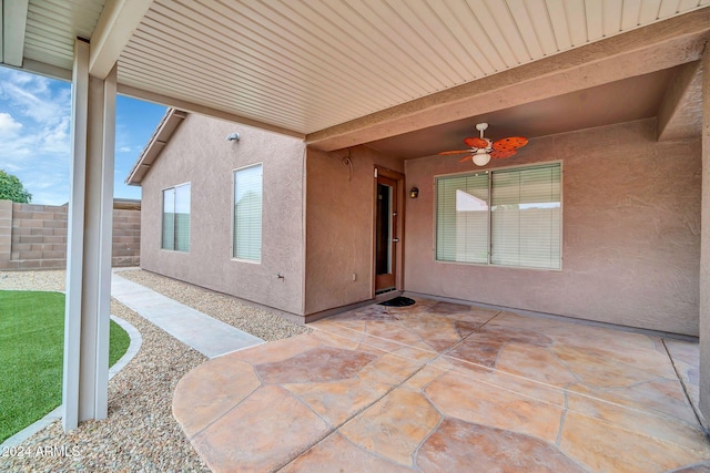 view of patio with ceiling fan