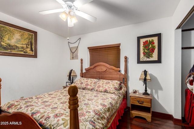 940 S Revere, Mesa, AZ 85210 - bedroom featuring wood finished floors, baseboards, and a ceiling fan