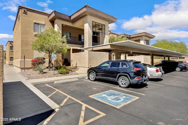 view of covered parking lot