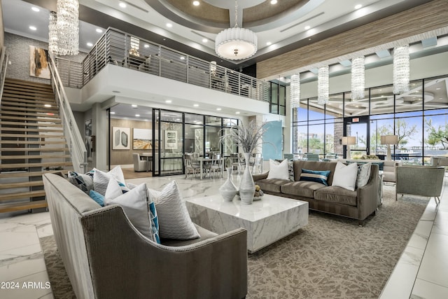 5250 E Deer Valley Dr Unit 140, Phoenix, AZ 85054 - common area featuring a towering ceiling, stairs, recessed lighting, and expansive windows