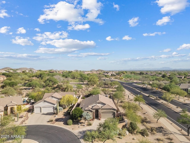bird's eye view with a residential view and a mountain view