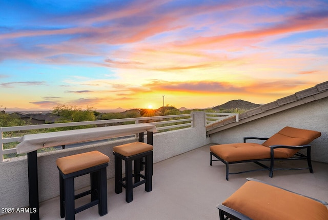 balcony with a mountain view