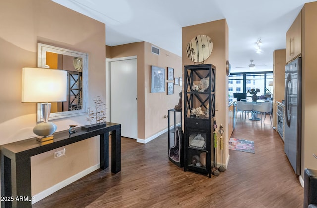 hall featuring dark hardwood / wood-style floors