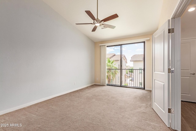 2315 N 52nd St Unit 144, Phoenix, AZ 85008 - carpeted empty room with vaulted ceiling, a ceiling fan, and baseboards