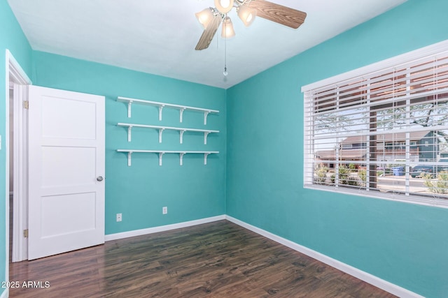 9603 N 1st Ave, Phoenix, AZ 85021 - spare room featuring a ceiling fan, dark wood finished floors, and baseboards