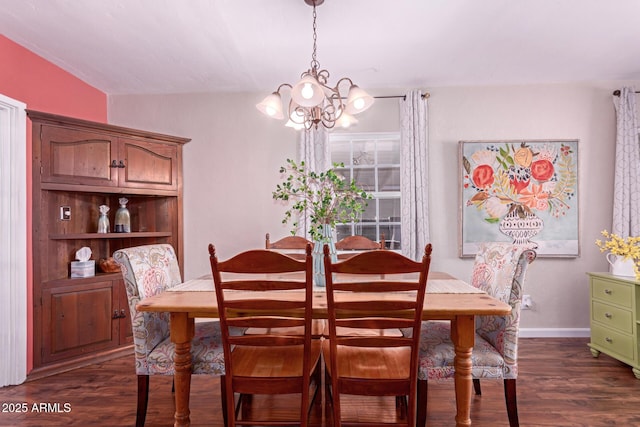 9603 N 1st Ave, Phoenix, AZ 85021 - dining room with a chandelier, dark wood-style flooring, and baseboards
