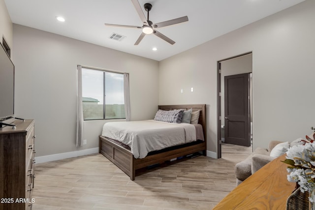 2516 W Joy Ranch Rd, Phoenix, AZ 85086 - bedroom with light wood finished floors, recessed lighting, baseboards, and ceiling fan