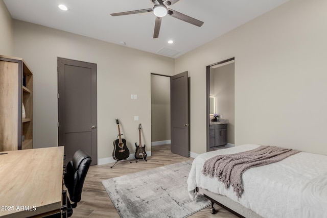 2516 W Joy Ranch Rd, Phoenix, AZ 85086 - bedroom featuring light wood finished floors, recessed lighting, baseboards, and ceiling fan